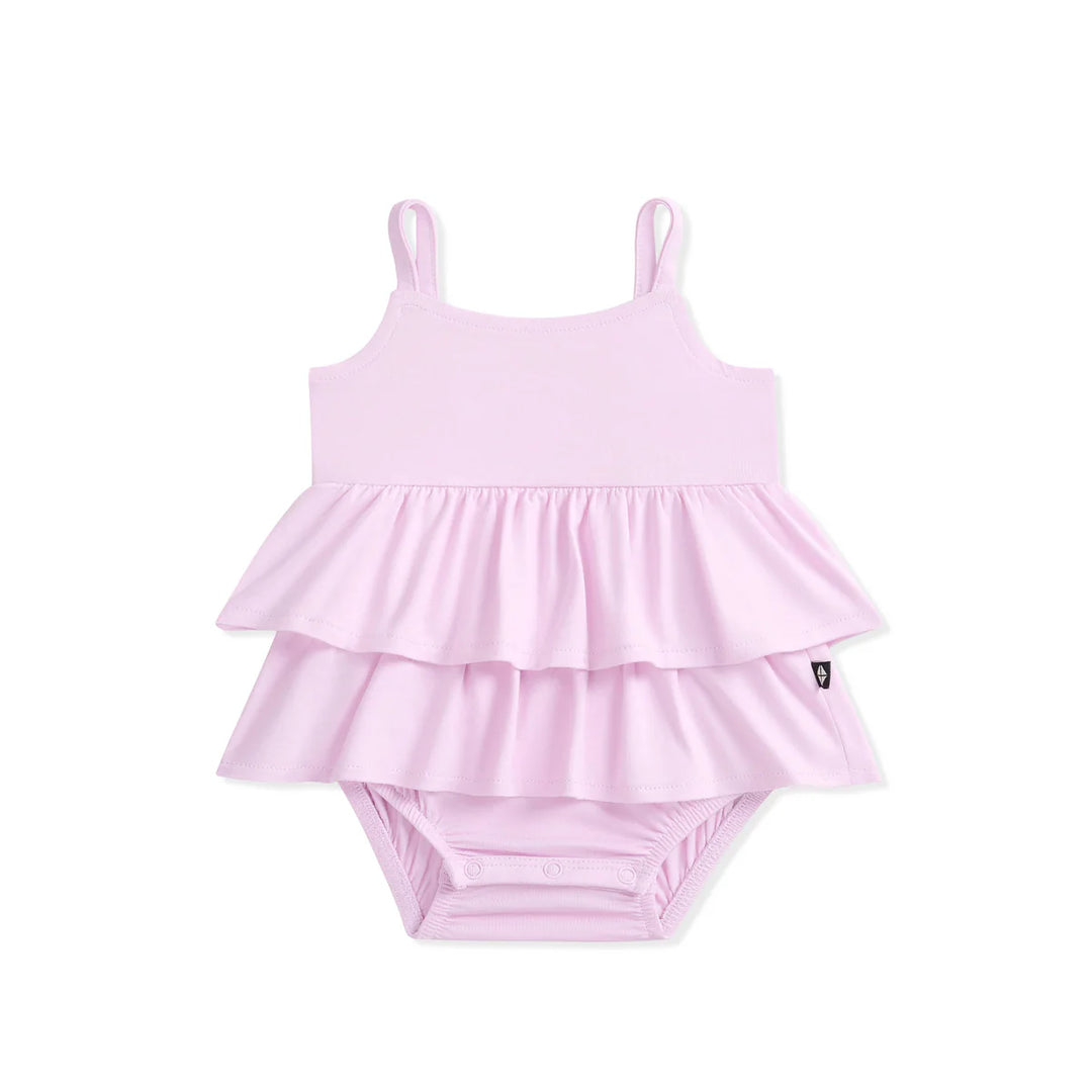 Kyte Baby Spaghetti Strap Ruffle Romper - Thistle