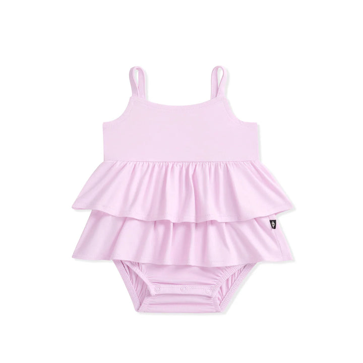 Kyte Baby Spaghetti Strap Ruffle Romper - Thistle