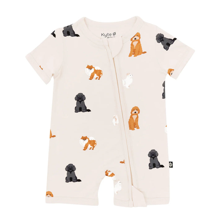 Kyte Baby Zippered Shortall Romper - Fluffy Dog