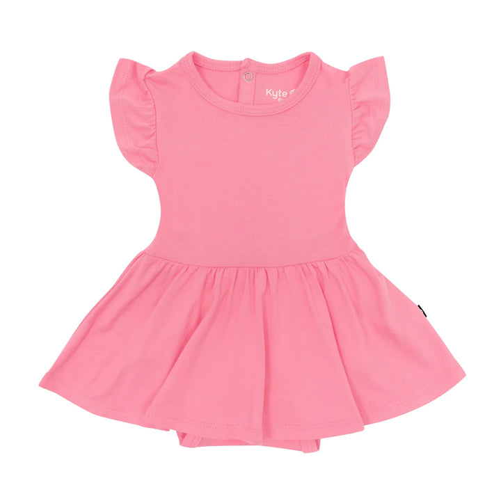 Kyte Baby Twirl Bodysuit Dress - Guava