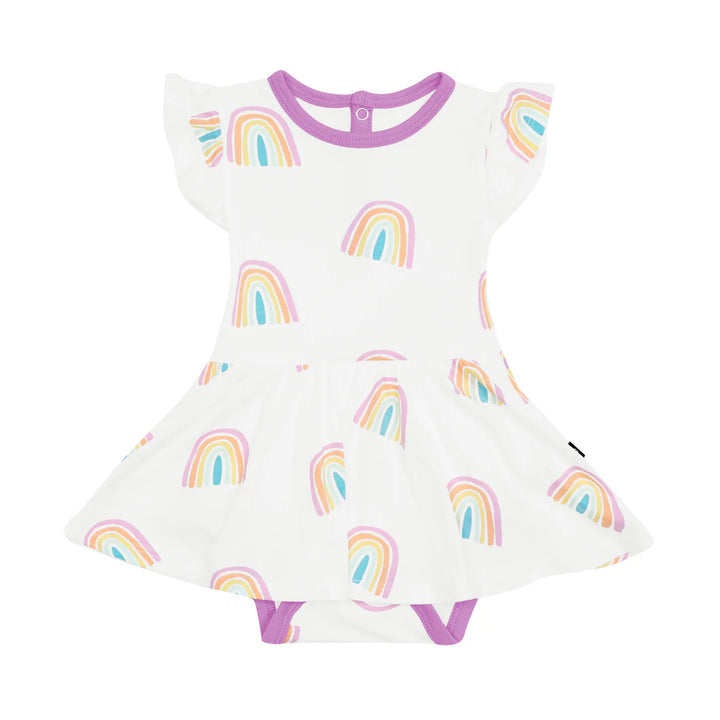 Kyte Baby Twirl Bodysuit Dress - Poi Rainbow