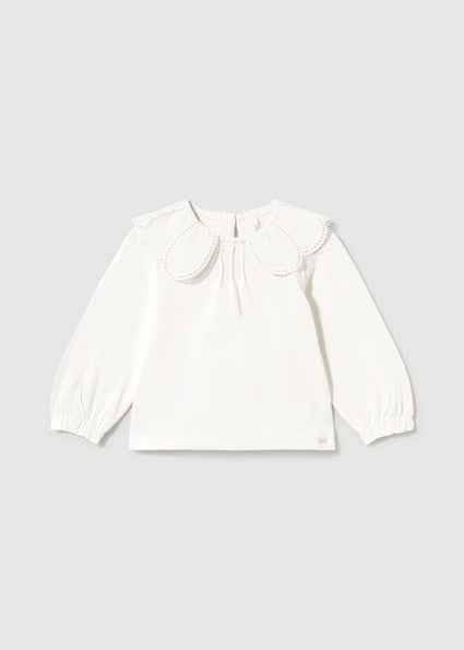 Mayoral Detailed Collar Long Sleeve Shirt - Natural