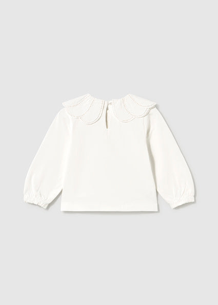 Mayoral Detailed Collar Long Sleeve Shirt - Natural