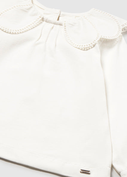 Mayoral Detailed Collar Long Sleeve Shirt - Natural