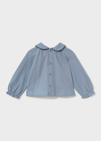 Mayoral Long Sleeve Textured Blouse - Light Blue