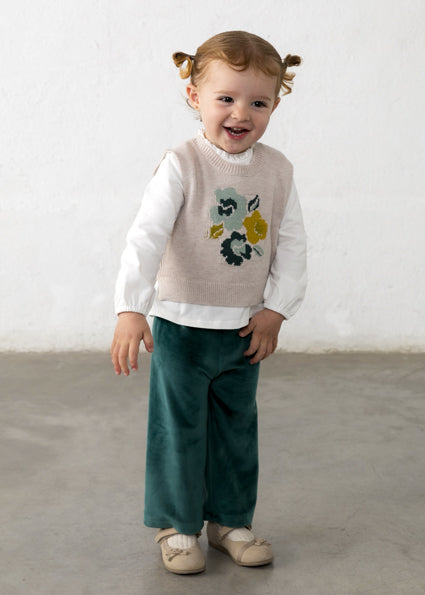 Mayoral 3pc Sweater Vest Set - Water Lily