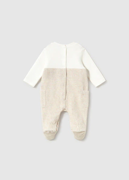 Mayoral Corduroy Overall Romper - Heathered Milk