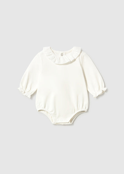 Mayoral Long Sleeve Collared Bodysuit - Natural