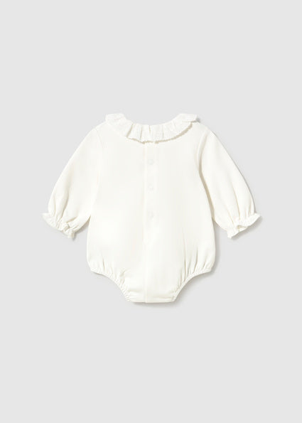 Mayoral Long Sleeve Collared Bodysuit - Natural