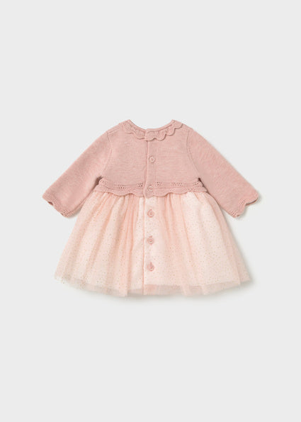 Mayoral Tricot Tulle Dress - Baby Rose