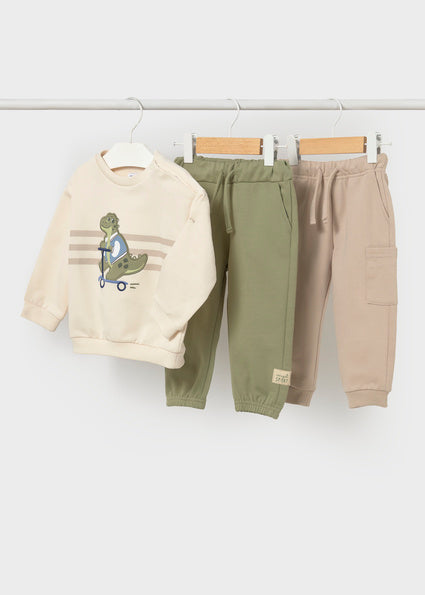 Mayoral Sweater and 2pc Pant Set - Bay Leaf