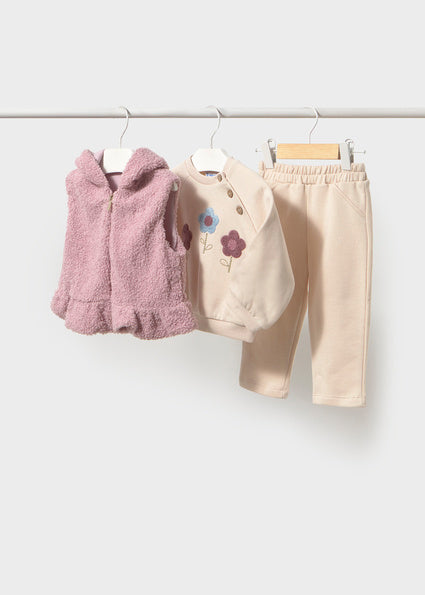 Mayoral Tracksuit with Fuzzy Vest - Light Khaki
