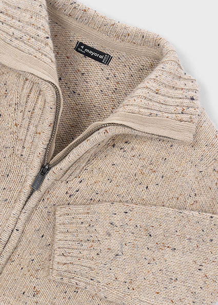 Mayoral Knit Zipper Sweater - Tweed