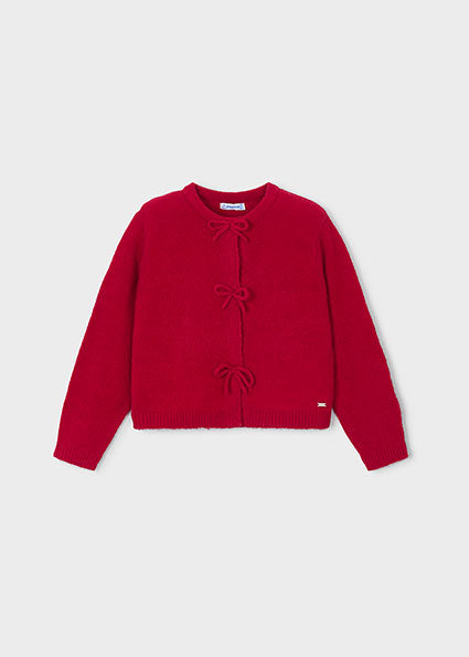 Mayoral Knit Cardigan with Bows - Red