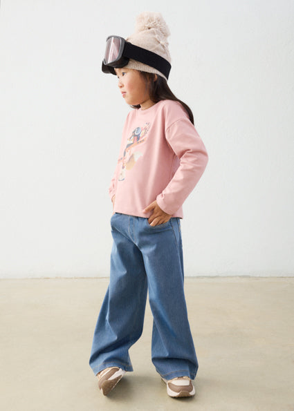 Mayoral Wide Leg Denim Pants - Light Denim