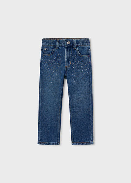 Mayoral Denim Pants with Sparkle Detail - Medium Denim