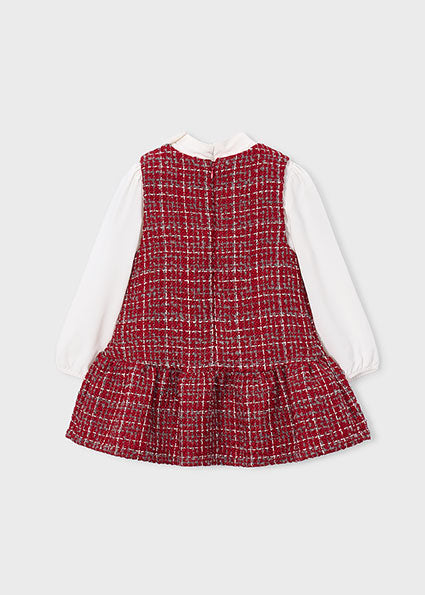 Mayoral Long Sleeve Pinafore Dress - Red