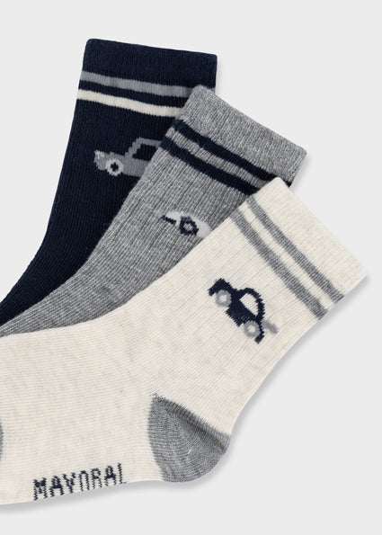 Mayoral 3pc Striped Sock Set - Blue