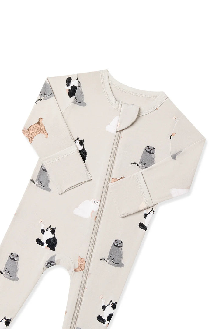 Kyte Baby Zippered Footie - Fluffy Cat