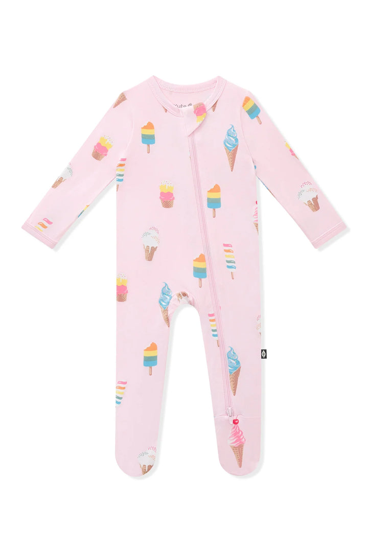 Kyte Baby Zippered Footie - Sakura Ice Cream