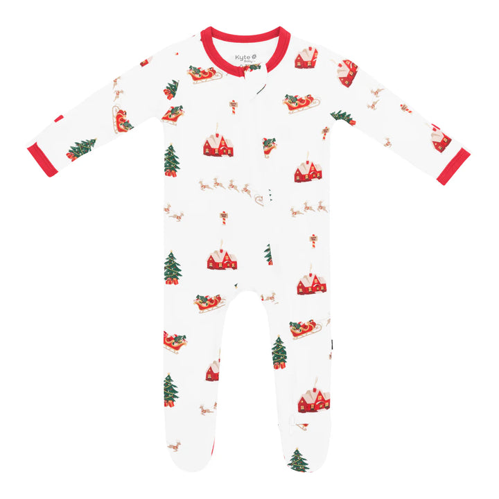 Kyte Baby Zippered Footie - Santa Sleigh