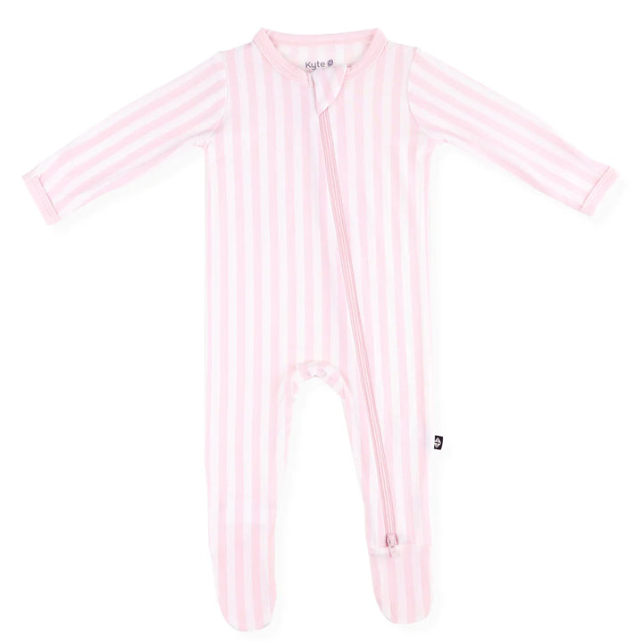 Kyte Baby Zippered Footie - Small Sakura Stripe