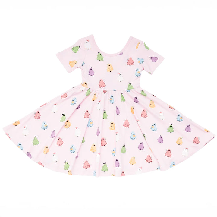 Kyte Baby Short Sleeve Twirl Dress - Pastel Ghost