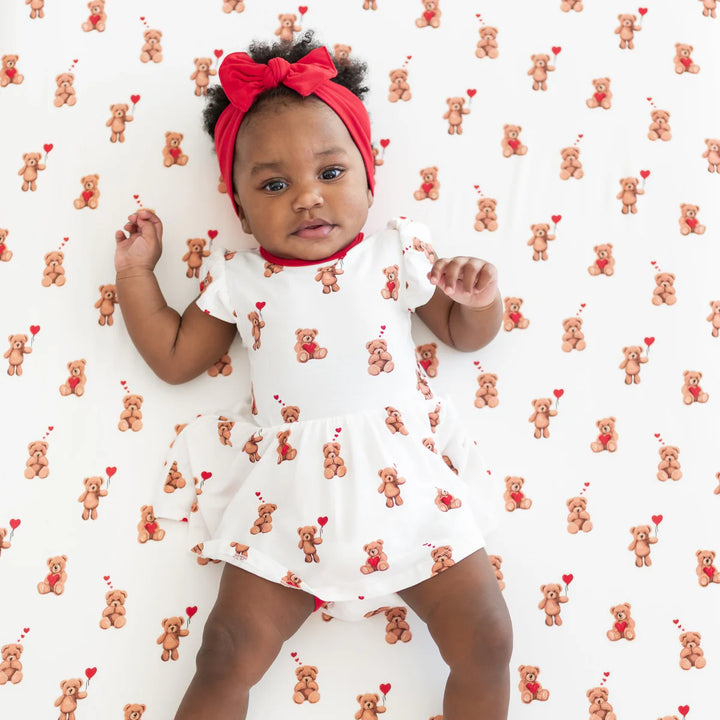 Kyte Baby Twirl Bodysuit Dress - Bear Hearts
