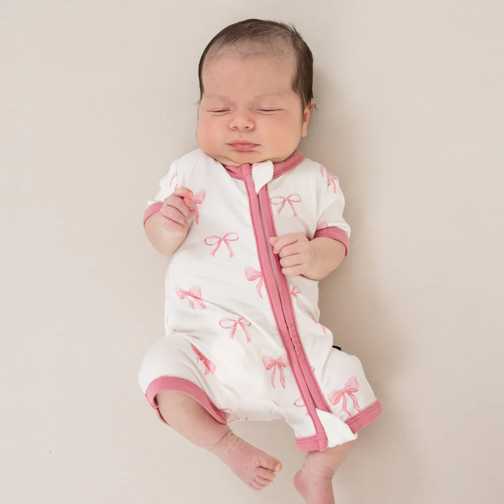 Kyte Baby Zippered Shortall Romper - Bow