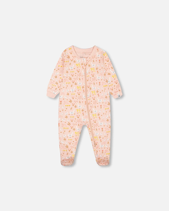 Deux Par Deux Organic Cotton One Piece Pajama - Printed Goose