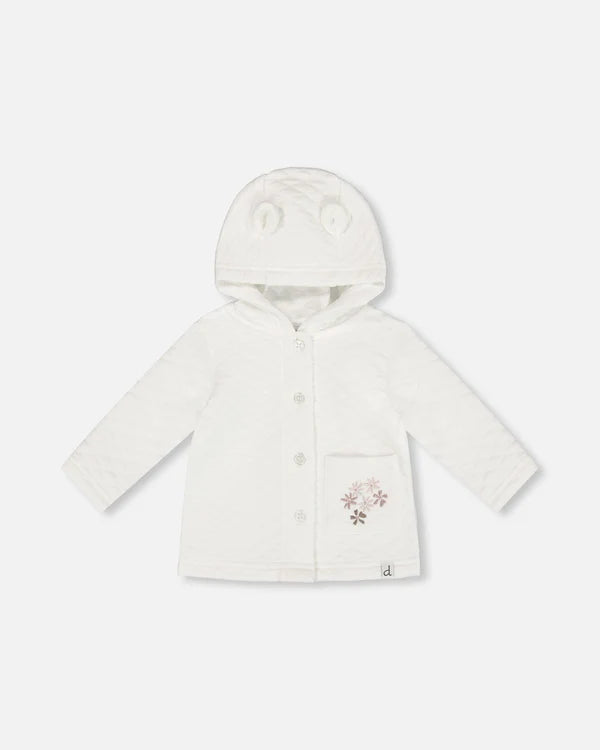 Deux Par Deux Quilted Jacket With Hood - White