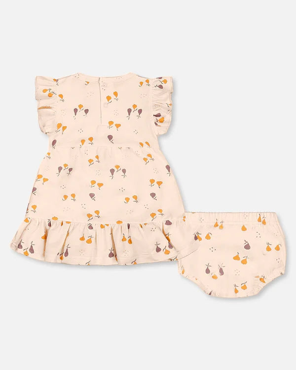 Deux Par Deux Jersey Dress &amp; Bloomer Set - Printed Pear