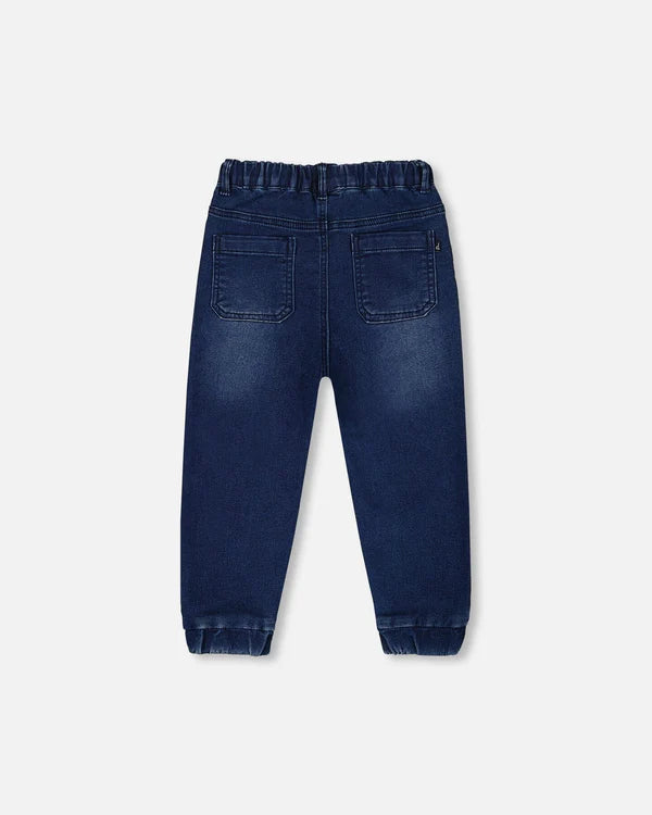 Deux Par Deux French Terry Denim Jogger Pant - Dark Navy Denim Blue 2025