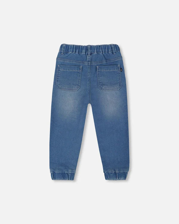 Deux Par Deux French Terry Denim Jogger Pant - Light Denim Blue 2025