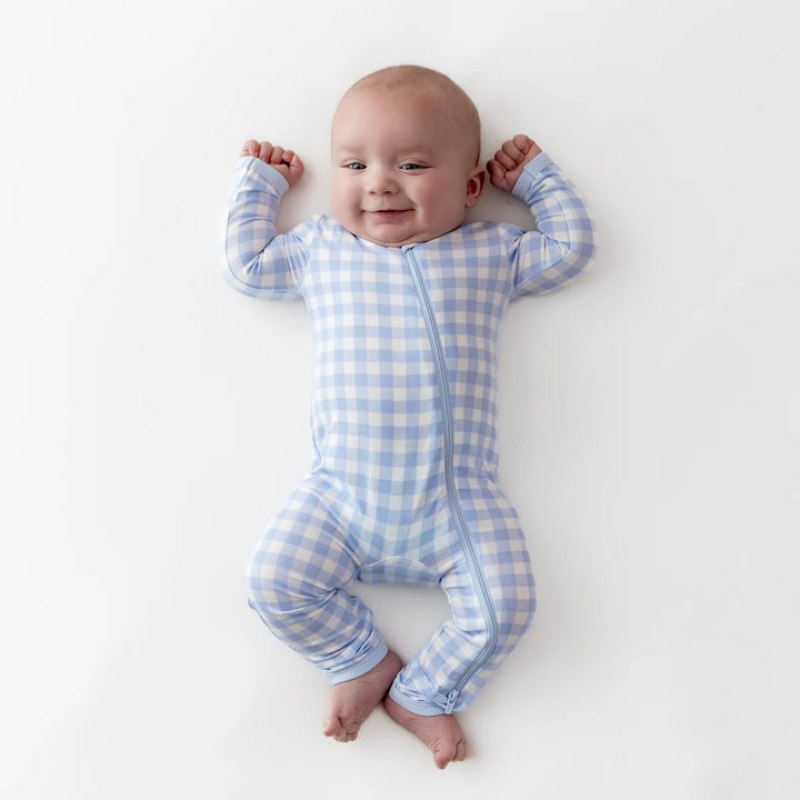 Kyte Baby Zippered Romper - Gingham Breeze