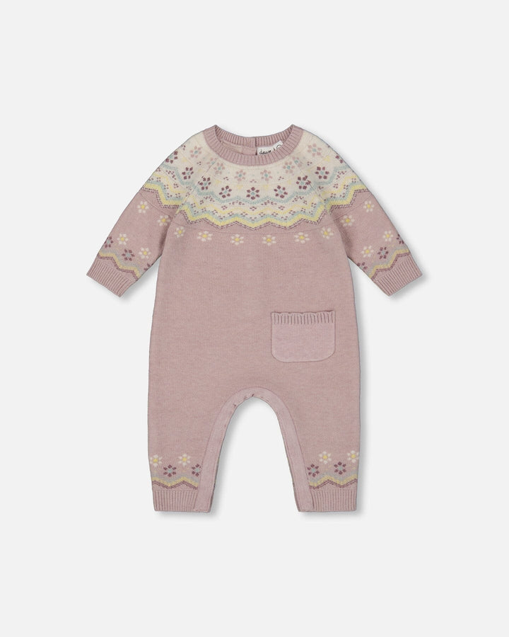 Deux Par Deux Jacquard Knitted Romper - Keepsake Lilac