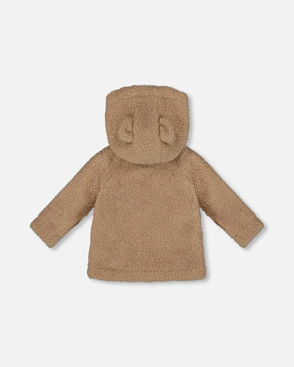 Deux Par Deux Sherpa Bear Hooded Zip Jacket - Brown
