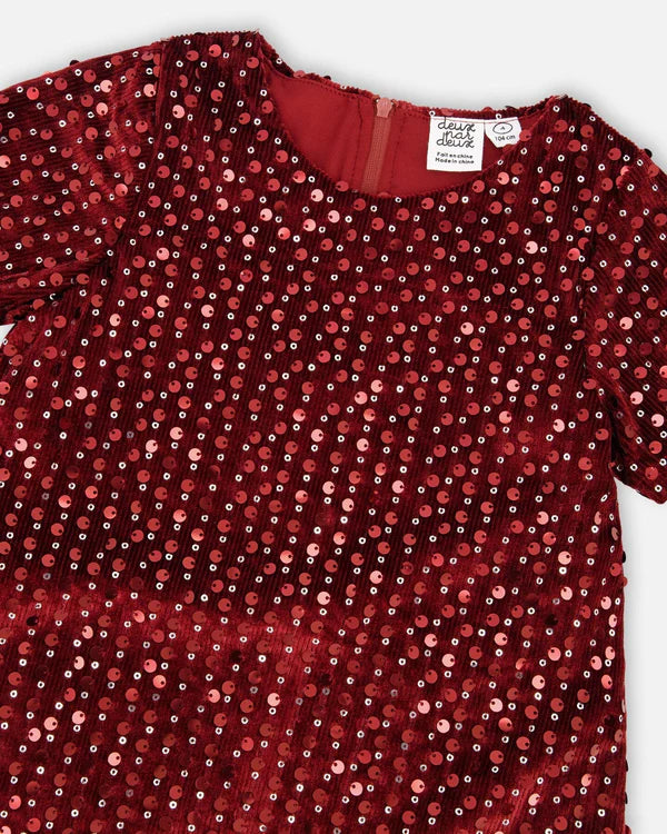 Deux Par Deux Short Sleeve Dress - Rumba Red