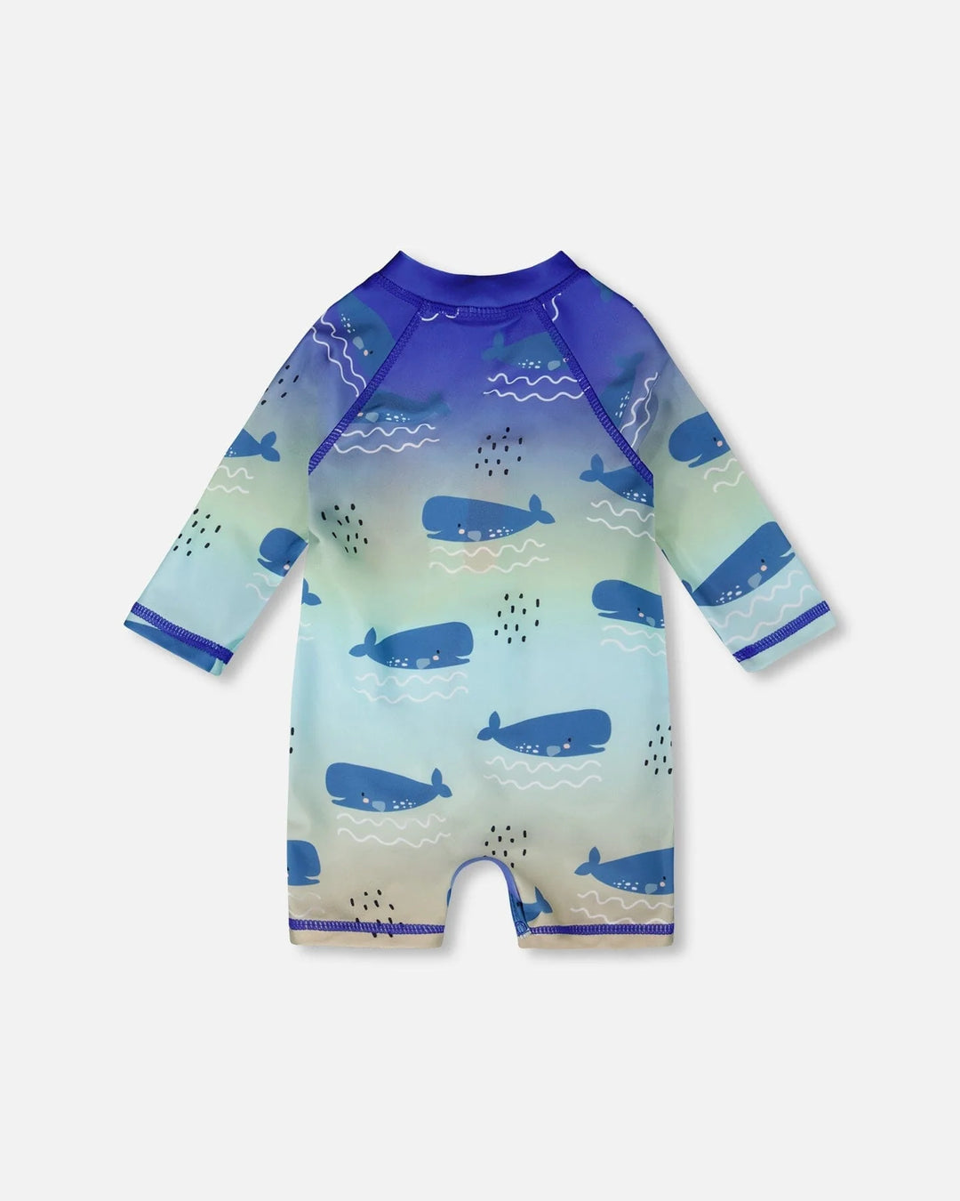 Deux Par Deux Long Sleeve One-Piece Rashguard - Blue Whale