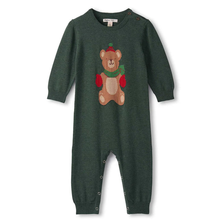 Hatley Teddy Bear Sweater Romper - Eden Green