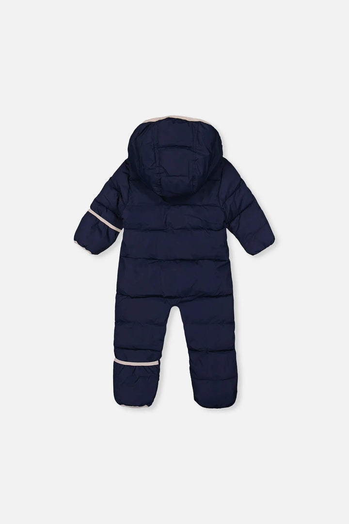 Deux Par Deux Baby Cloud One Piece Snowsuit Adapted For Car Seats - Dark Blue