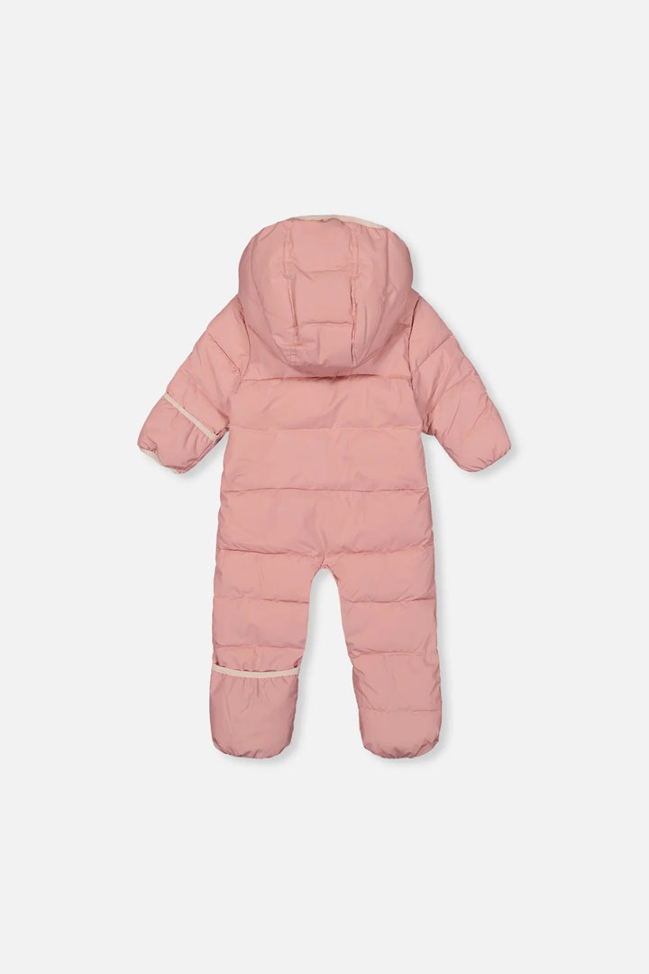Deux Par Deux Baby Cloud One Piece Snowsuit Adapted For Car Seats - Dusty Pink