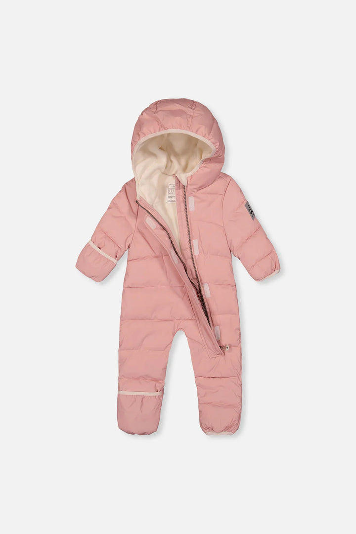 Deux Par Deux Baby Cloud One Piece Snowsuit Adapted For Car Seats - Dusty Pink