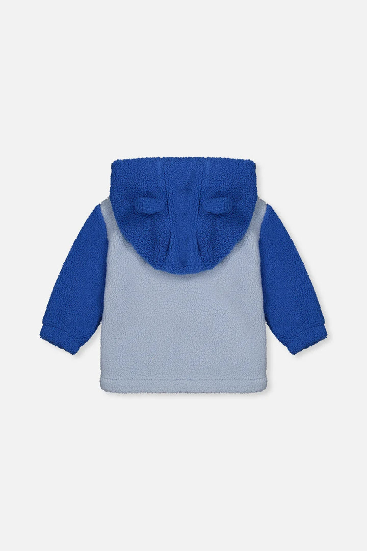 Deux Par Deux Sherpa Hooded Jacket - Bijou Blue