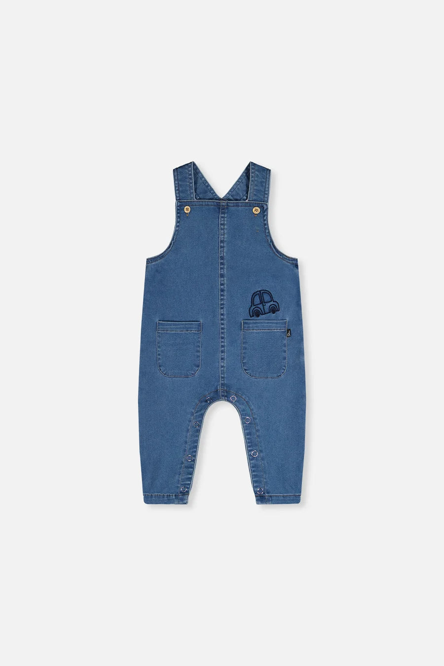 Deux Par Deux French Terry Denim Overall - Light Blue Denim