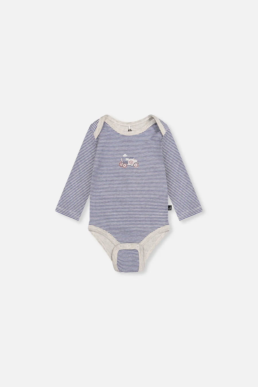 Deux Par Deux Orgnic Cotton Onesie - Printed Blue Stripe