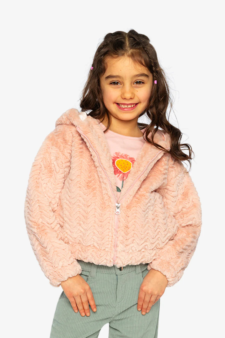Deux Par Deux Fake Fur Hooded Cardigan