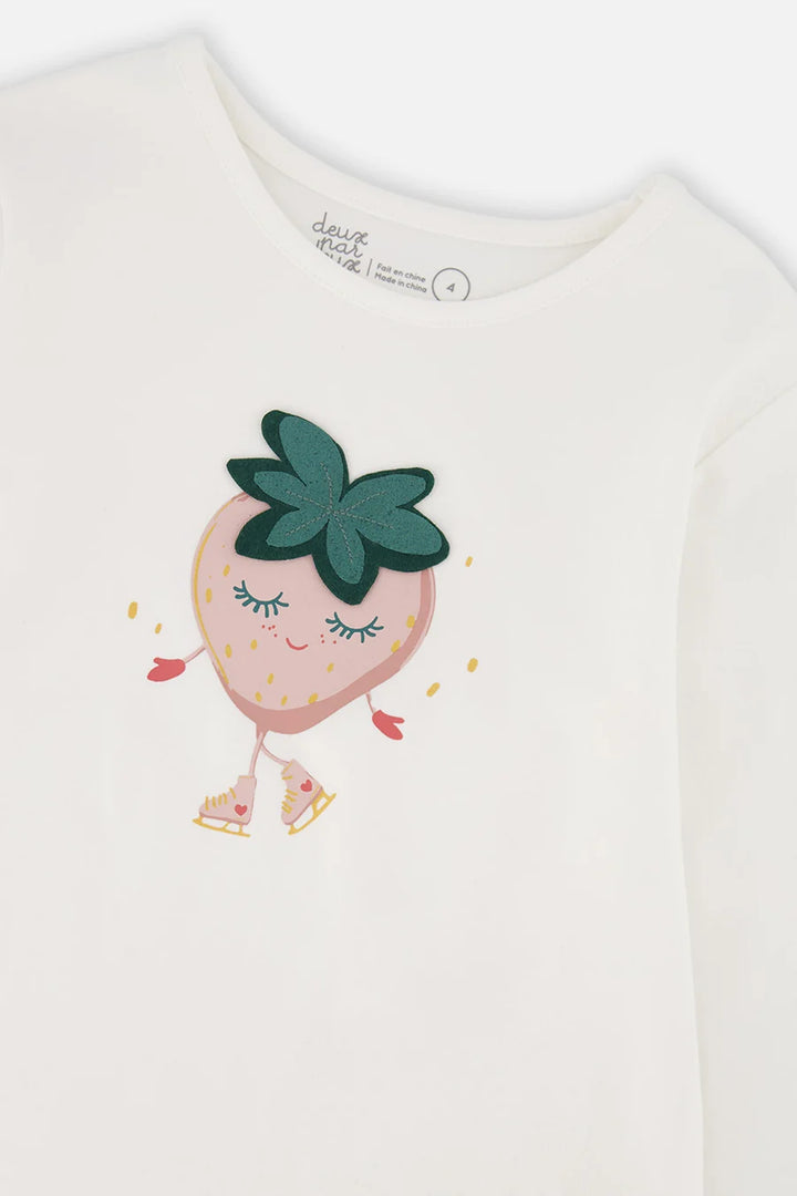 Deux Par Deux Organic Cotton Long Sleeve Printed Shirt - Off White