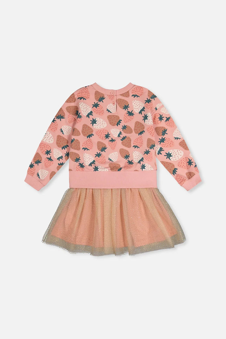 Deux Par Deux Bi-Material Dress - Big Strawberry