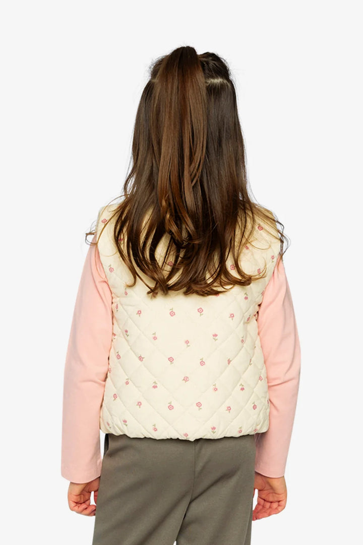 Deux Par Deux Corduroy Puffy Vest - Prairie Flower